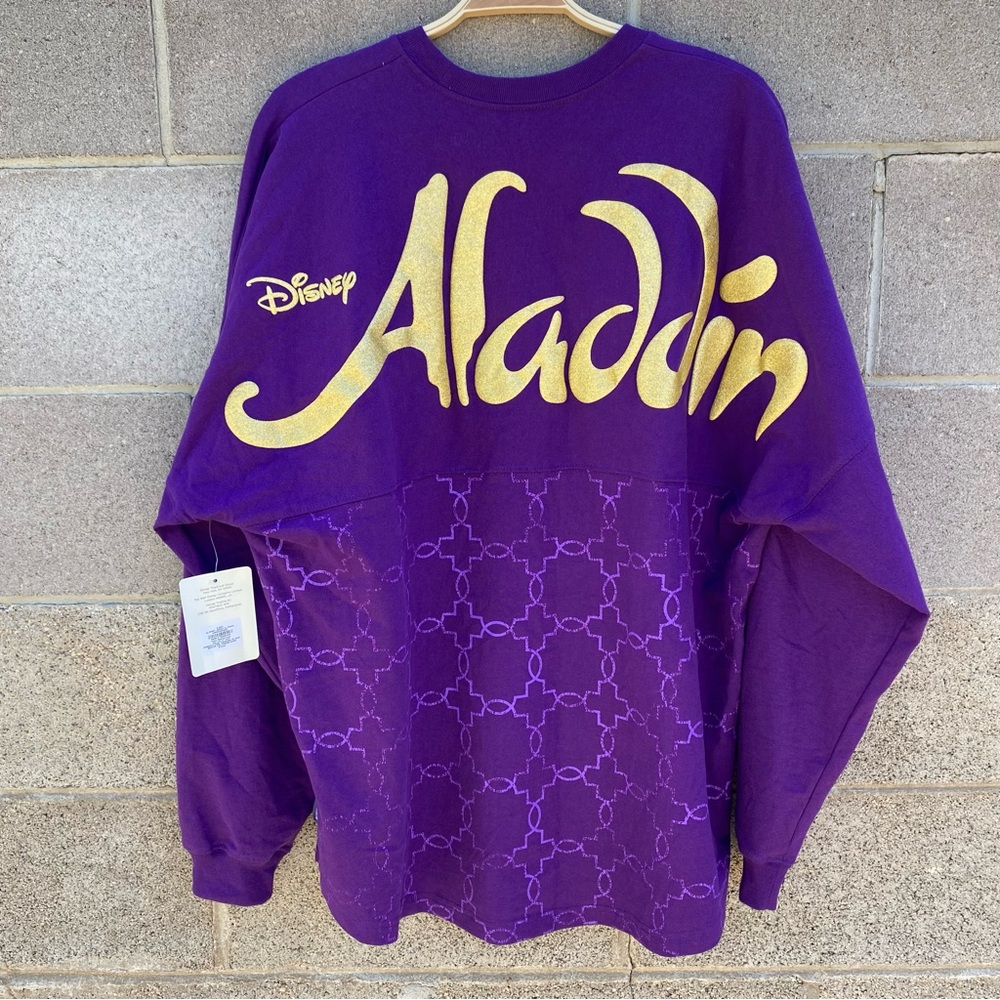 Unisex Cotton Long Sleeve Purple Gold Disney Aladdin Spirit Jersey sz XL NEW NWT